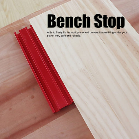 Planing Stop Bench Clamp Kit For Your Workbench, Aluminum Alloy Quick Set with wood, showcasing rock solid fixing.