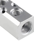 7 Way Pneumatic Manifold Air Distribution Block With G1/2 Supply Ports And G1/4 Output Ports In Aluminum Alloy close-up view