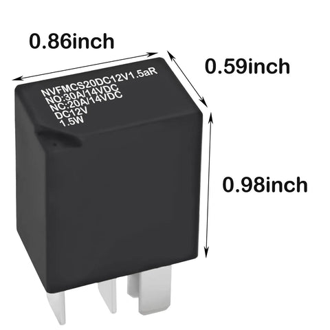 NVFMCS20DC12V1.5aR Pack Of 2 12V DC 25A 5 Pin Automotive Power Relay, 0.98 inch black relay with visible pins