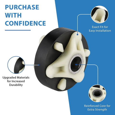 Ultra Durable Replacement Motor Coupling Kit 285753A for Washers with metal core and installation details