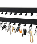 Key Holder Wall Mounted With 18 Hooks Space Saving Sleek Metal Key Organizer Rack Black Key Hanger For Entryway Kitchen Living Room Office Doorway Decor Two Pack 14 Inches