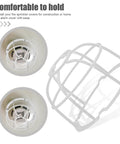Built Damn Tough Fire Sprinkler Head Protector Wire Cage Guard For Ceiling Mount Installations In Offices And Industrial Spaces with white steel and circular design.