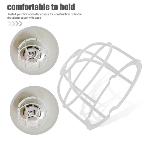Built Damn Tough Fire Sprinkler Head Protector Wire Cage Guard For Ceiling Mount Installations In Offices And Industrial Spaces with white steel and circular design.
