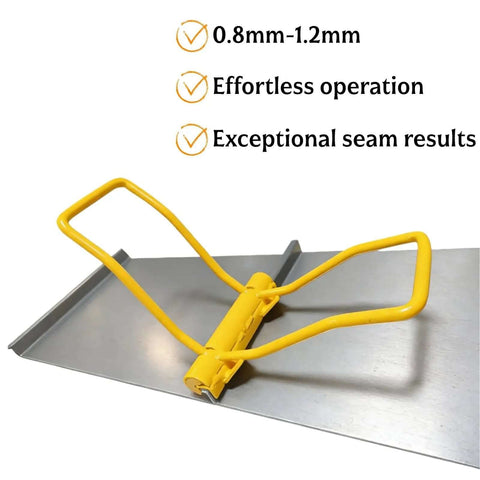 90 Degree Vertical Seam Locking Tool For Metal Roof Panels Hand Seamer Heavy Duty Bender shown with metal sheet