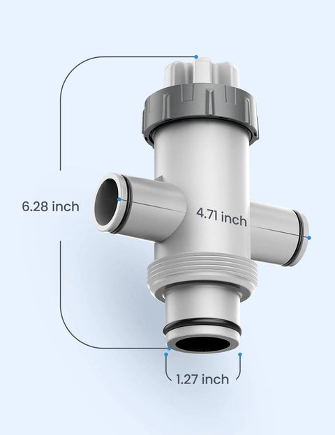 Dual Split Hose Plunger Valve For Above Ground Pools Replacement Shut Off Valve With Two Inlet Ports Easy Flow Control No Fuss Backwash And Filter Maintenance For Your Pool System, gray plastic, 6.28 inch