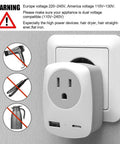 Europe Travel Plug Adapter With USB C Port Not For UK Wall Charger warning info, outlet converter in socket