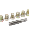 Fix Leaky Oil Pan Fast With This 13-Piece Steel Thread Repair Kit M13 X 1.5mm Bolt Screw Set For Drains And Taps That Get The Job Done Right. steel tap and six M13 bolts with gaskets