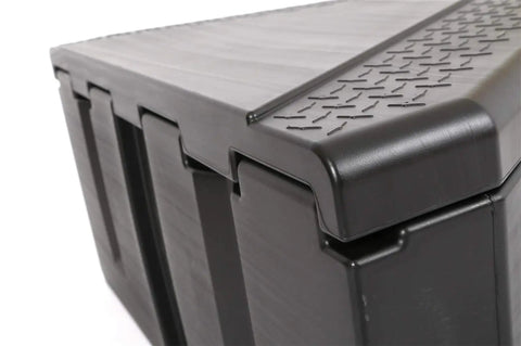 Badass Poly Triangle Trailer Tongue Toolbox Boasting Rock Solid Injection Molded Shell And Reinforced Lid For Easy Gear Hauling No Sweat Trail Storage Measuring Thirty Six Inches Long