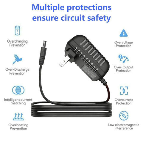 9V DC Power Cord For Alesis Electronic Drum Modules Compatible With Command Mesh Kit DM10 Nitro Debut Kit 110 To 240V Worldwide 50 60Hz Power Supply Great For Home Studios And Live Setups showing safety features