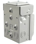 Heavy Duty NEMA L5 30R Power Outlet Box With 15 Amp Switch Weatherproof Lockable Outdoor Electrical Panel side view, metal construction.
