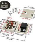 Heavy Duty Zinc Alloy Swivel Cabinet Hinges Set Of 4 For Glass Doors Wine Storage showing measurements and details of hinges.