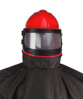 Air Supplied Sandblast Helmet With Adjustable Fit For Comfort, Anti Scratch Ultra Thin Double PVC Lens, ABS Hood, Red Safety Gear