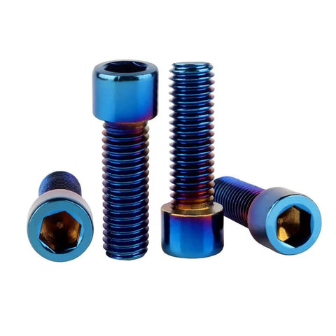 M8x20mm Allen Bolts Set Stainless Steel Hex Bolts in Burnt Blue Titanium Finish Lightweight Strong Fasteners For Bikes, Motorcycles, And Cars 4 Pack Easy Install Replacement Upgrade