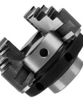 Solid 50mm Mini 4 Jaw Lathe Chuck Portable Reversible Manual Clamping Tool For Woodworkers showing jaw detail and steel frame.