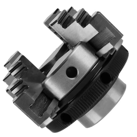 Solid 50mm Mini 4 Jaw Lathe Chuck Portable Reversible Manual Clamping Tool For Woodworkers showing jaw detail and steel frame.