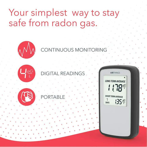Corentium Home Radon Detector 223 Portable Battery Operated With Three AAA Batteries For No Outlet Needed Easy Home Radon Monitoring
