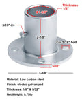 4 Pack 1-3/8 Inch Chain Link Fence Post Floor Flanges Surface Mount Beefy Heavy Duty Round Post Bases Electro Galvanized Steel
