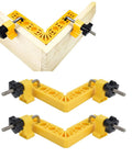 Rock Solid 90 Degree Square Kit For Flawless Right Angle Alignment On Cabinets And Picture Frames With Heavy Duty Clamps and yellow positioning squares.