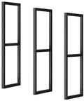 Ridiculously Sturdy Heavy Duty Floating Shelf Brackets With Mounting Hardware Two Tier Ceiling Mount Metal Supports No Plank Included Matte Black 3 Pack showing three metal bracket frames.