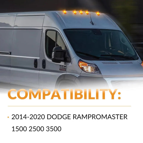 Cab Roof Top Marker Lights For 2014 To 2023 Dodge Ram ProMaster 1500 2500 3500 With OE Socket Halogen Bulb on van roof