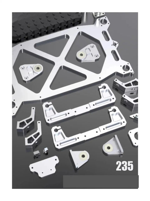 Heavy Duty Z Axis Bracket Kit For 3D Printer Mods Cnc Machined Aluminum parts laid out on a black surface showing precision design.