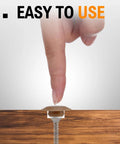 Twenty Piece Light Oak Door Threshold Screw Covers And Adjustable Sill Cap Plugs demonstrated by finger pressing on a cap.