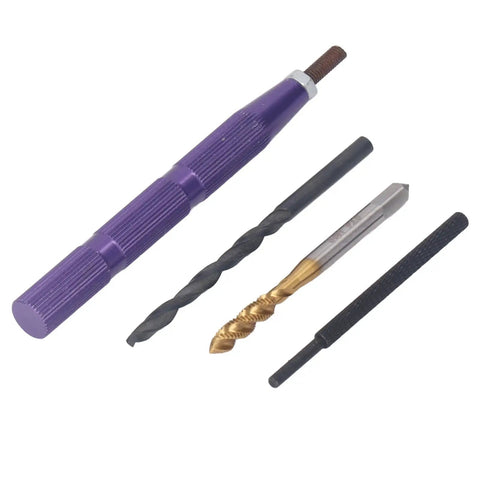 Pro Grade 54Pc Metric Thread Repair Kit with 304 stainless inserts containing lug breaker, drill bits, and taps.