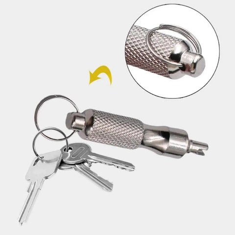Two Pack Stainless Steel Valve Core Wrench Set for Car and Bicycle Ultra Portable Tire Valve Disassembly Tool with Keychain