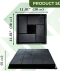4 Piece Concrete Molds Set For DIY Patio Pavers And Labyrinth Pathmaker Slab Stones, top and side view showing dimensions.