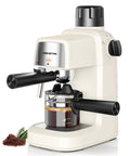 Level Up Your Daily Coffee Grind With This Top Shelf Compact Espresso Machine featuring milk frother and glass carafe.