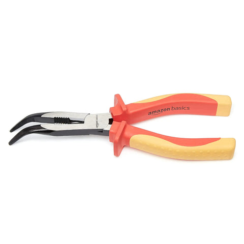 1000 Volt VDE Insulated High Bent Snipe Nose Pliers 8 Inch With Drop Forged Chrome Vanadium Steel And Bi Color Comfort Grip For Electrical Work