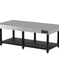 Heavy Duty Welding Fixture Table With Sweet Storage Shelf, 96 By 48 Inches, precision laser cut holes and robust steel frame.