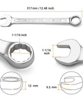 Heavy Duty One And One Sixteenth Inch 12 Point Combination Wrench With No Slip Grip For High Torque In Industrial Chrome Vanadium Steel Spanner