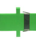 Green SC fiber optic adapter, female-to-female APC, simplex single-mode, with mounting panel (5-pack)