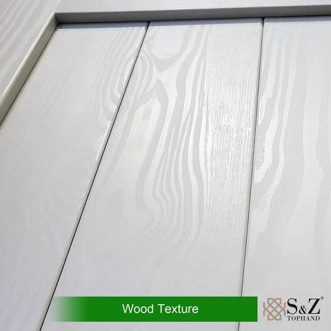 Close-up of 54x84 Inch MDF Barn Door with Waterproof PVC Surface, showcasing wood grain texture and solid slab design.