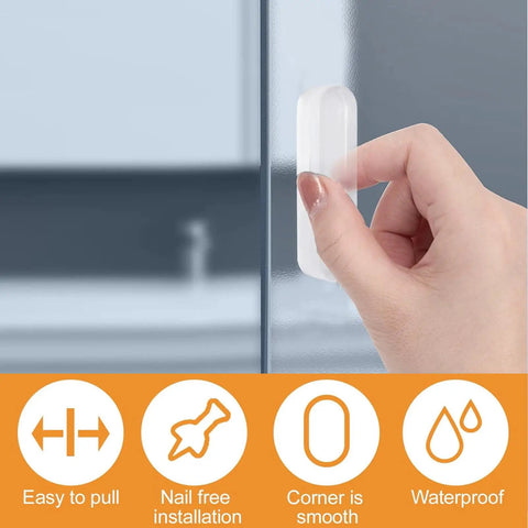 Self Stick Cabinet Drawer Pulls 4 Pack Clear Silicone Adhesive Handles For Dresser Cabinets Glass Doors Windows No Drill Install Waterproof Moisture Proof Easy Grip And Modern Home Upgrade, clear silicone pull on glass door