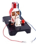 DIY Electric Motor Kit for Hands-On Learning, Simple 3V and 6V DC Motor Model Kit on black base with red and blue wires