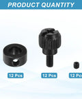 12 Piece Set Screw Shaft Collar Kit With 5.05mm Bore, 10mm OD, 5mm Height, Includes 12 M3 Screws, Black Nickel Plated Carbon Steel Wheel Collar, Landing Gear Stopper, Perfect For CNC, Robotics Gearheads, DIY Projects; 12 pcs