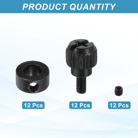 12 Piece Set Screw Shaft Collar Kit With 5.05mm Bore, 10mm OD, 5mm Height, Includes 12 M3 Screws, Black Nickel Plated Carbon Steel Wheel Collar, Landing Gear Stopper, Perfect For CNC, Robotics Gearheads, DIY Projects; 12 pcs