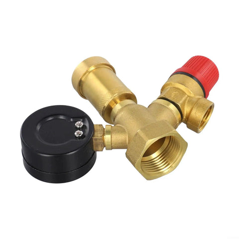 Brass Boiler Safety Group Kit With 6 Bar Pressure Relief Valve Air Vent And 10 Bar Gauge For Closed Heating Circuits Compact