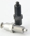 Workhorse Indexing Plunger With Hand Retractable Spring Pin Locking Screw Precision Threaded Bolt, steel construction, dual colors.