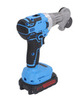 Powerful 21V Cordless Electric Metal Shears Featuring Fast Cutting Rotating Disc Blades Rechargeable Battery with ergonomic handle.