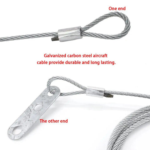 Beefed-Up Garage Door Safety Cable For Extension Springs Galvanized Carbon Steel 8-1/2 Ft By 1/8 In 7x7 Strands close-up