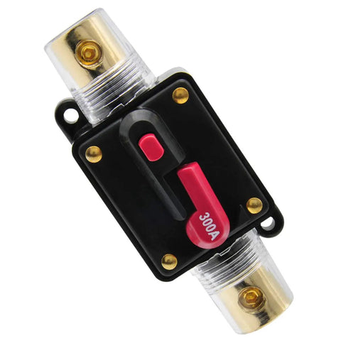 Beefy 300 Amp High Current Circuit Breaker With Push Button Reset And Kill Switch For Power Inverters, Heavy Duty Mounting Hardware Included