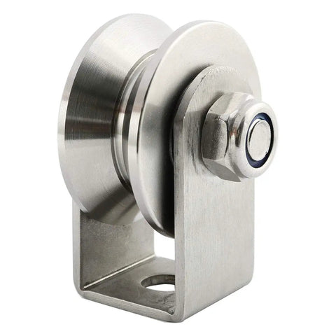 Heavy Duty Stainless Steel V Groove Pulley With Bearing Rock Solid Slide Roller For Precision Track Rails, 48mm.