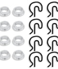 8 Piece Manual Transmission Shifter Bushing Kit With Spring Clips For Hurst Competition Plus 4 Speed MasterShift 3 Speed Shifters Fits GM Muncie Transmissions Gearhead Ready Replacement, showing bushings and spring clips