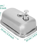Heavy Duty Stainless Steel Wall Mount Soap Dispenser With Smooth Glide Manual Pump And Ergonomic One Touch Operation No Fuss Commercial Grade Setup For Bathroom Kitchen Solid Five Hundred Milliliter Storage Tank, side view with dimensions