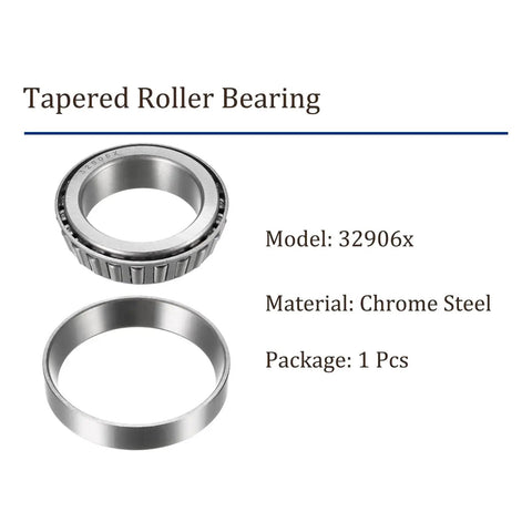 30mm X 47mm X 12mm Kozelo Tapered Roller Bearing Chrome Steel Cone And Cup Set For Conveyor Systems, model 32906x, chrome steel material.