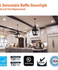 5 Inch And 6 Inch Led Recessed Can Trim Retrofit Kit With Switchable Cct Temperatures Dimmable Six Hundred Lumens in a modern kitchen setting.