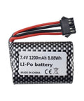 2 Pack 7.4V 1200mAh Lithium Battery For R208 R308 2008 R206 TX122 TX123 H106 V003 RC Remote Control Boat, LiPo design.